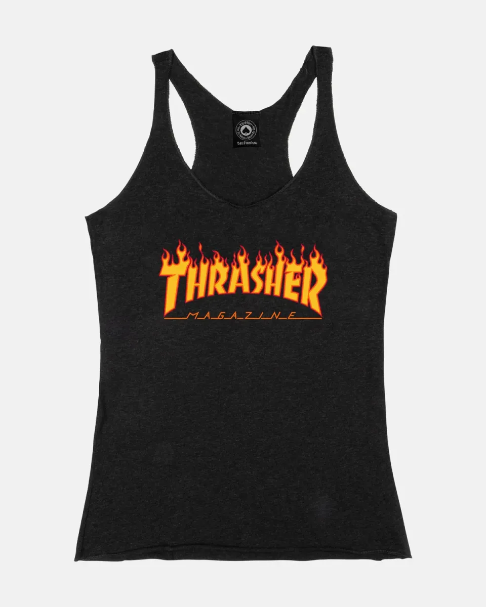 Thrasher Flame racerback tank singlet svart dame