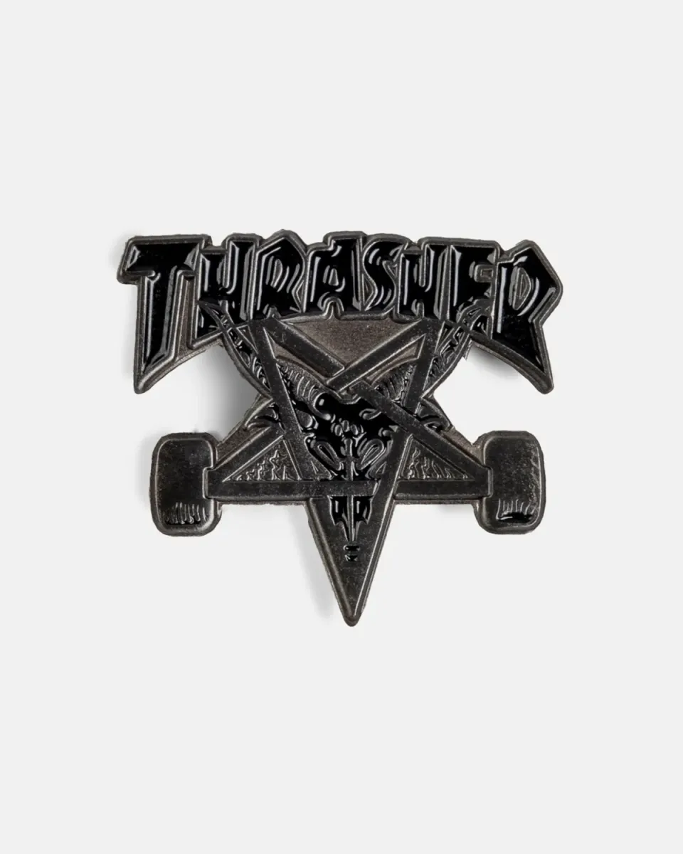 Thrasher Skategoat pin jakkenål sølv 2,5 cm