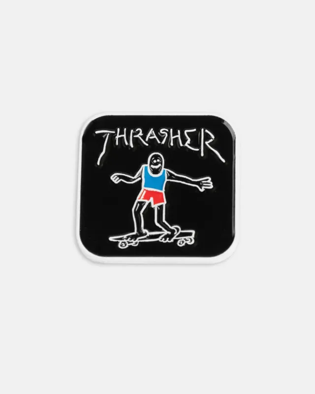 Thrasher Gonz pin svart emalje 2,5 cm